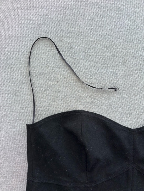 Zara Strapless Peplum Sweetheart Corset Bustier Top in Black Medium NWT - Picture 3 of 5